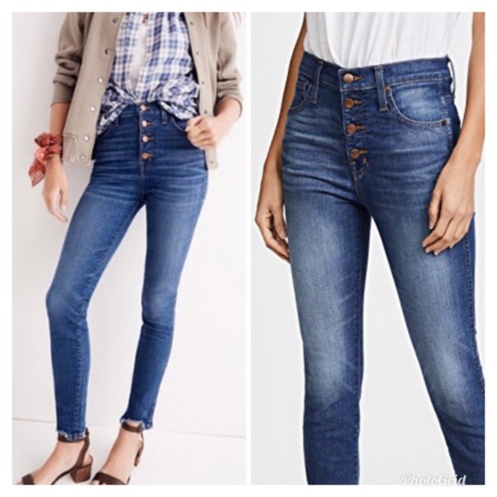 Madewell button front chewed hem skinny jeans 29